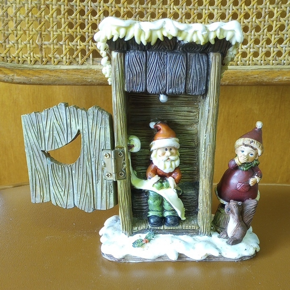 Decorative Christmas Outhouse w/ Santa Claus!
